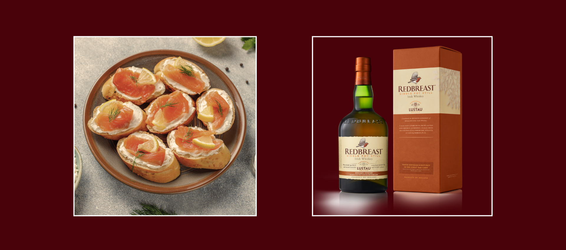 Redbreast lustau whiskey pairing with smoked salmon crostini