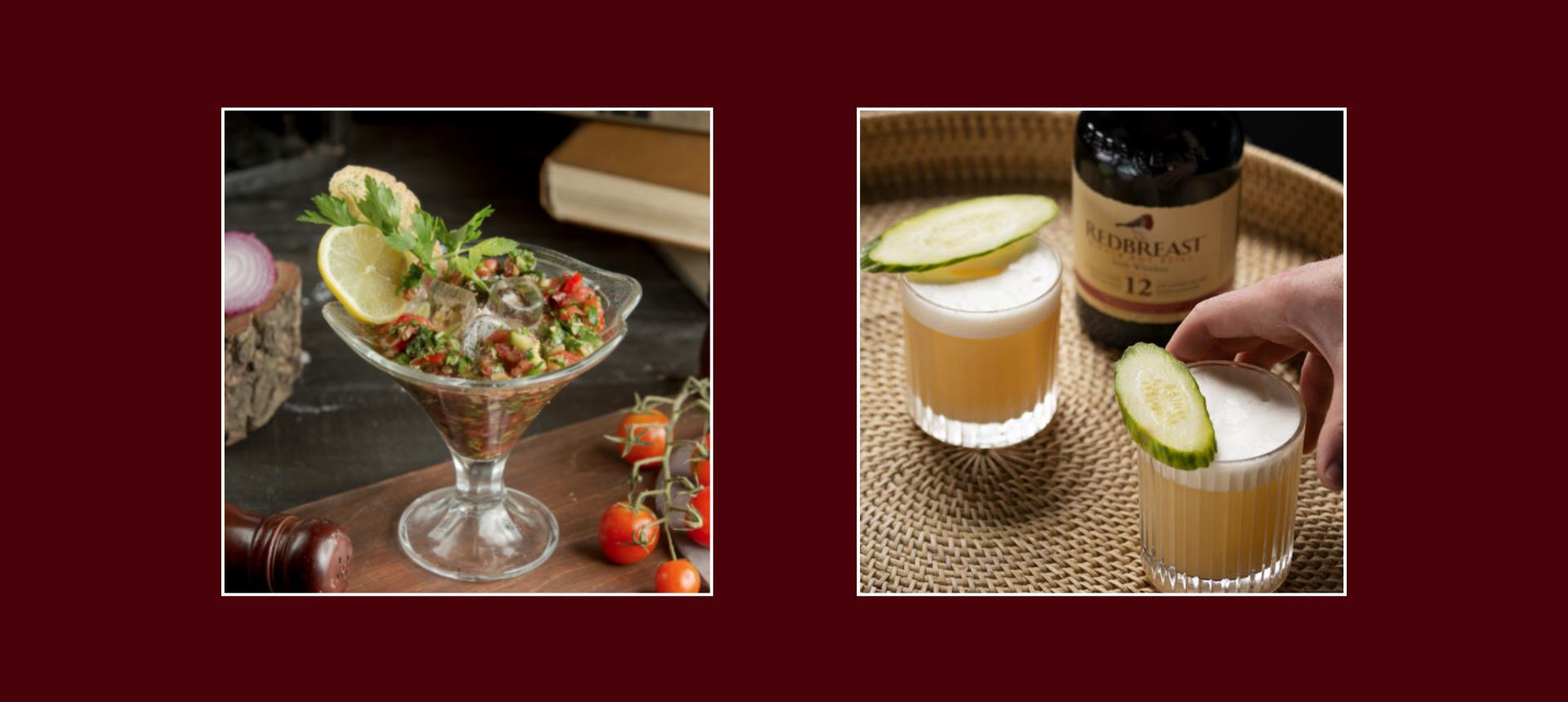 Redbreast whiskey sour pairing with ceviche