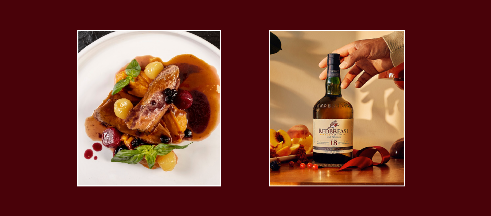 Redbreast 18 whiskey + food pairing: cherry glazed duck and mature single pot still whiskey