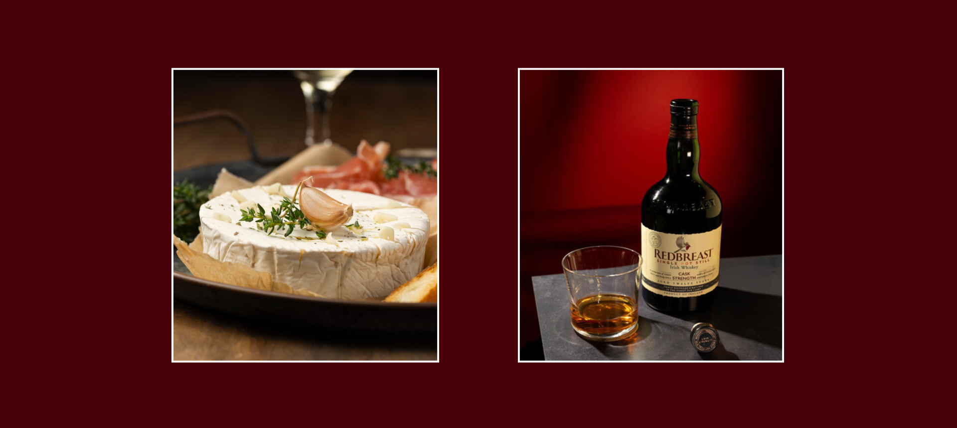 redbreast cask strength whiskey pairing with brie cheese and cured salami or chorizo